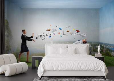 Business conflict Wall mural