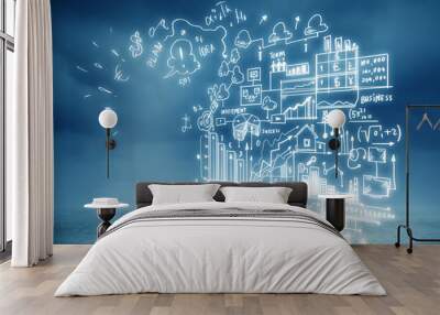 Business sketch background Wall mural