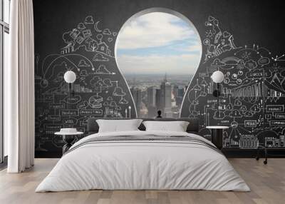 Businessman and business plan Wall mural