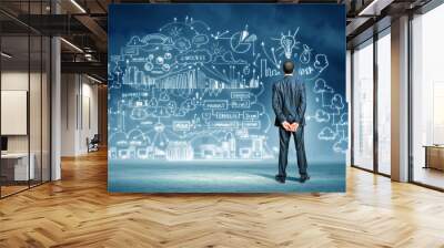 businessman and business sketch Wall mural