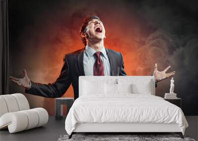 businessman in anger Wall mural