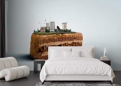 Cityscape on top of cake Wall mural