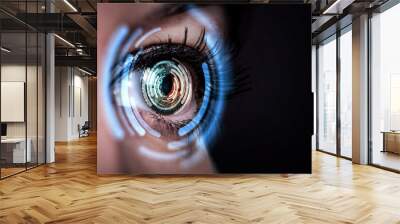 Close up of woman eye in process of scanning Wall mural