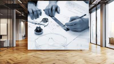 construction project papers Wall mural