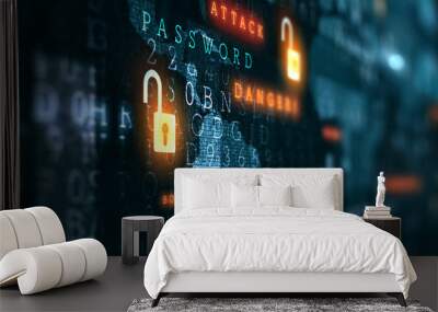 Danger of hack attack . Mixed media Wall mural