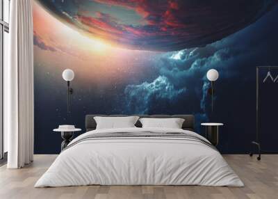 Deep space beauty. Planet orbit. Wall mural