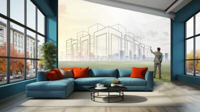 designer draw construction model Wall mural