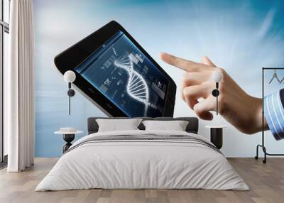 Dna strand On The Tablet Screen Wall mural