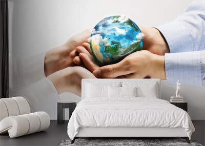 earth planet in hands Wall mural