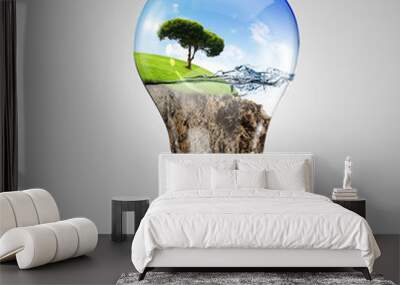 Electric light bulb and a plant inside it Wall mural