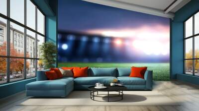 Empty night football arena in lights Wall mural