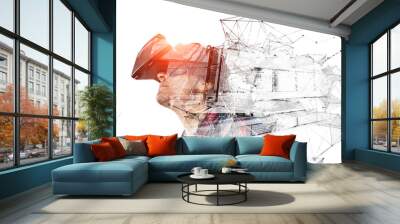 Experiencing virtual technology world. Mixed media Wall mural