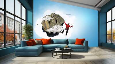 Extreme climbing is his adrenaline . Mixed media Wall mural