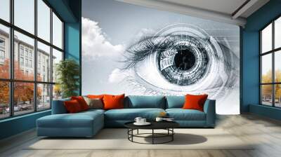 Eye scanning. Concept image Wall mural