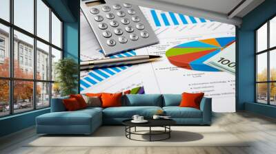 financial charts and graphs Wall mural