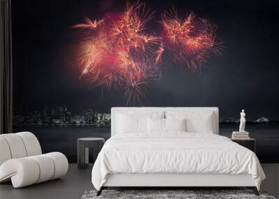 Fireworks in sky Wall mural