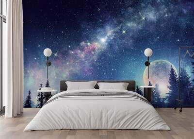 full moon in night starry sky Wall mural