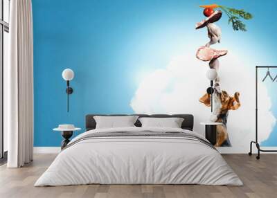 Funny dreaming dog. Mixed media Wall mural