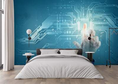 future technology. touch button inerface Wall mural