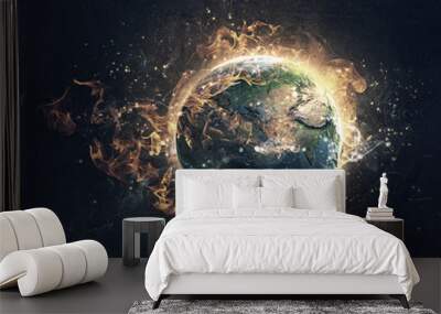 Global catastrophe concept . Mixed media Wall mural