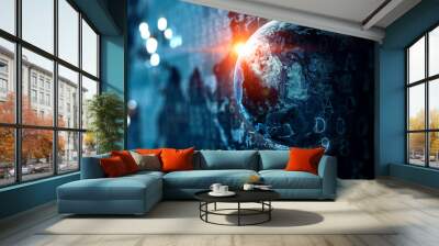 Global network and data exchange Wall mural