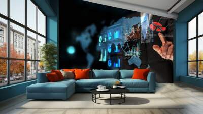 Global technologies concept . Mixed media Wall mural