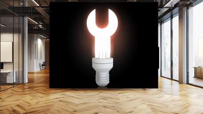 Glowing bulb in darkness Wall mural