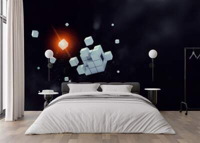 glowing cubes. innovation and creativity concept Wall mural