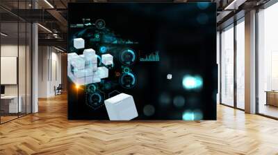 Glowing cubes. Innovation and creativity concept Wall mural