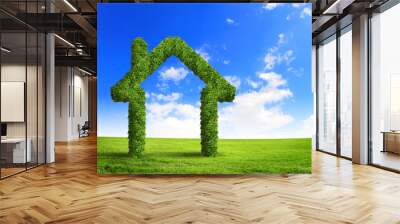 green grass house symbol Wall mural