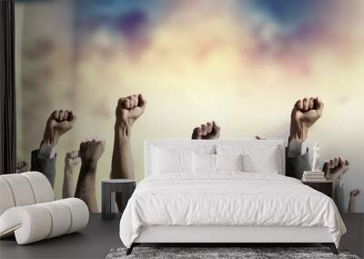 Hands rised up Wall mural