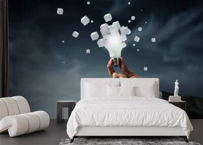 Light bulb image as symbol of innovation Wall mural