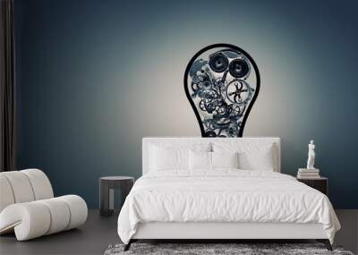 Light bulb with gears Wall mural