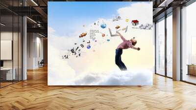 Man evading from items Wall mural