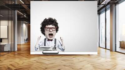 Man typist Wall mural