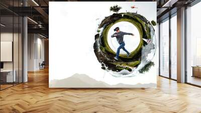 Man wearing virtual reality goggles Wall mural