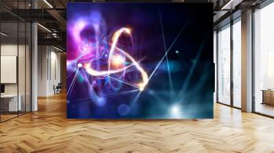 Nanotechnology, Molecule model image . Mixed media Wall mural