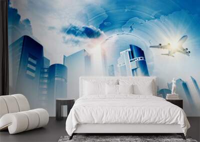 plane in sky Wall mural