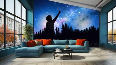 silhouette of night forest . mixed media Wall mural