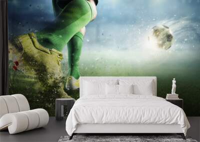 Soccer goal moment. Mixed media Wall mural