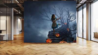 Spooky halloween image . Mixed media Wall mural