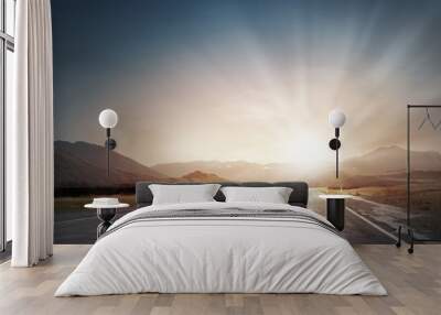 Sunrise over the road Wall mural