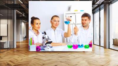 Team of scientists working in laboratory Wall mural