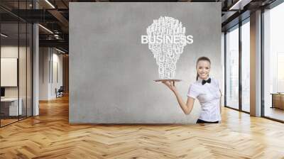 Woman presenting idea Wall mural