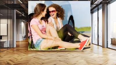 Women near car Wall mural