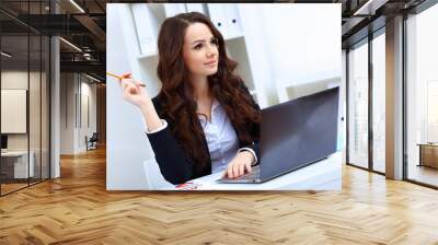 Young busines woman with notebook Wall mural