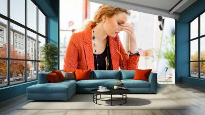 Young woman in office Wall mural