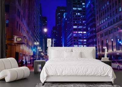 Chicago highway with heavy traffic at night, USA Wall mural