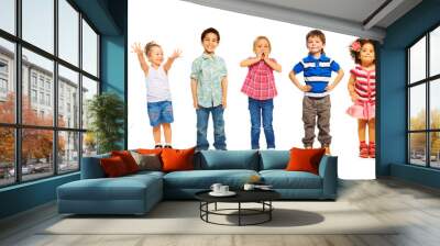 Combination of little kids standing isolated Wall mural