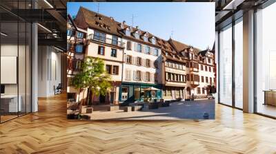 Strasbourg street with traditional French houses, France Wall mural